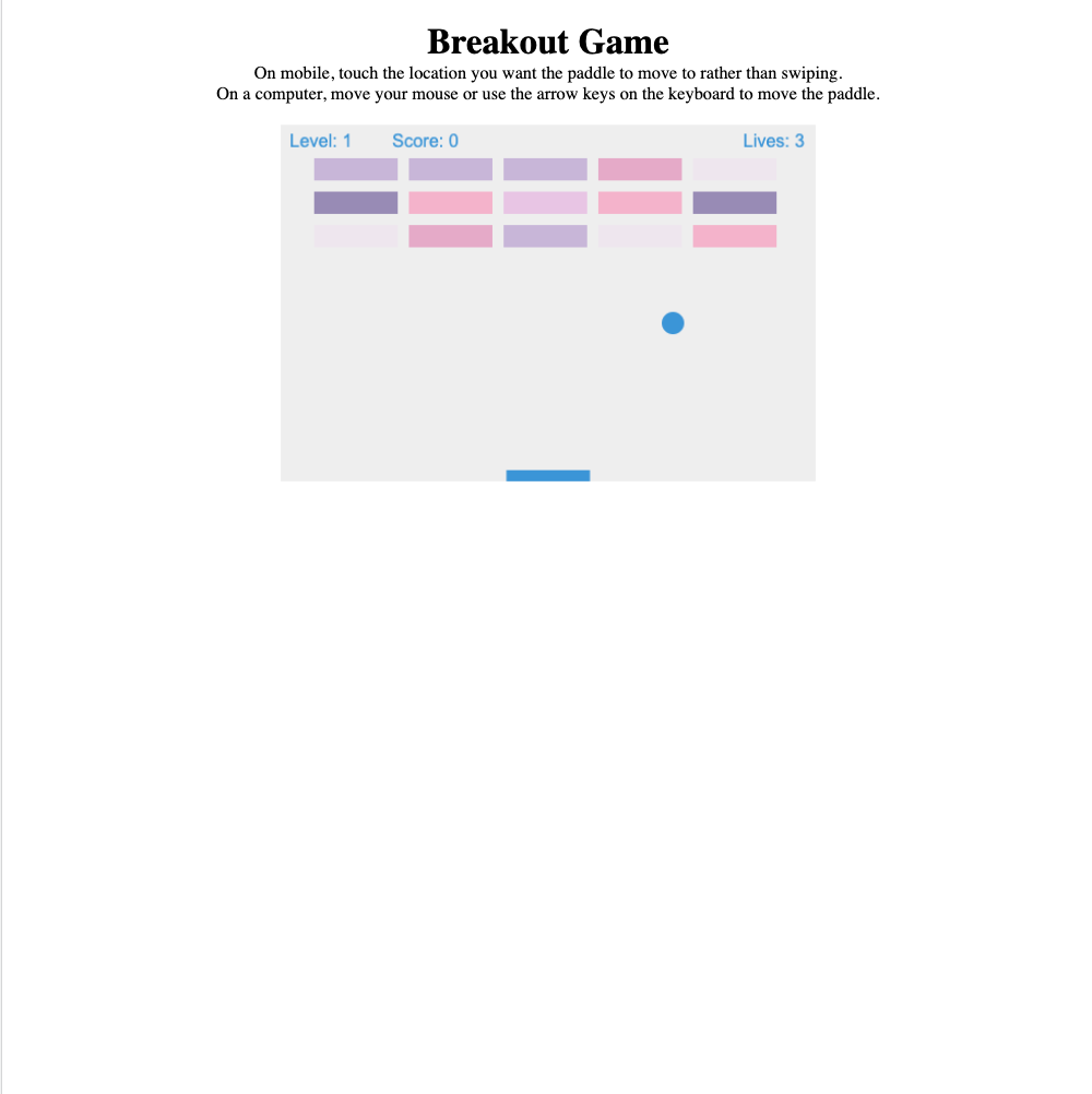 a picture of Breakout Game site